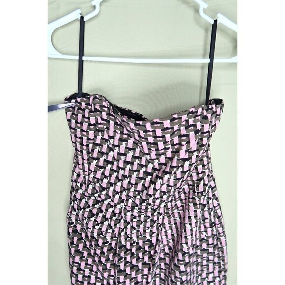 Banana Republic Strapless Dress Pink Navy White Silk Blend Textured Womens Sz 4P - Picture 3 of 5